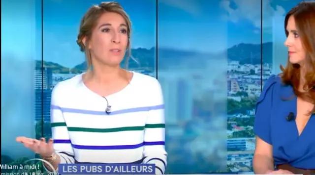 The sweater white with coloured stripes of Caroline Delage in William at noon the 19.04.2019