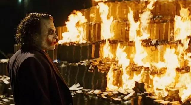 Of authentic$ 100 bills burned by the Joker (Heath Ledger) in Batman The Dark Knight